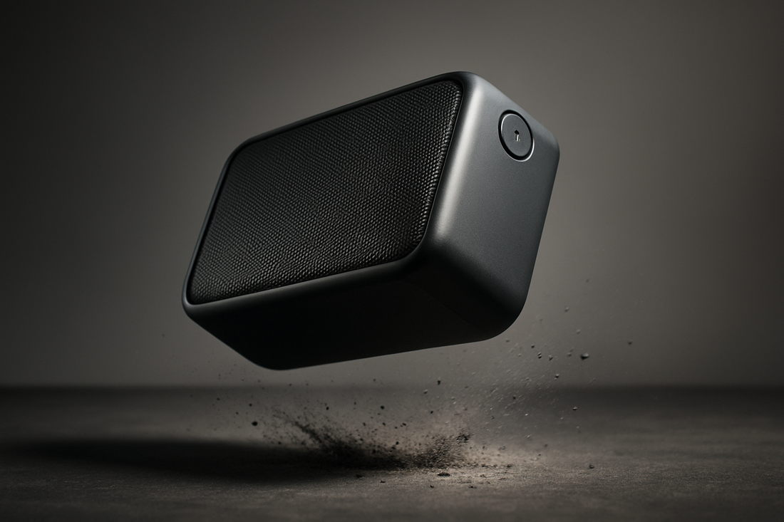 Ljudtekniker justerar mixerbord, kablar och högtalare runt omkring